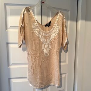 Y2k Elegant Marciano Beige Embroidered Women's Top